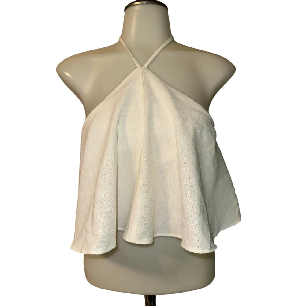 Vestique Women’s Size Medium Linen Half Moon Halter Top